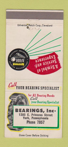 Matchbook Cover - Bearings York PA 30 Strike