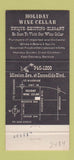 Matchbook Cover - Holiday Wine Cellar Escondido CA 30 Strike