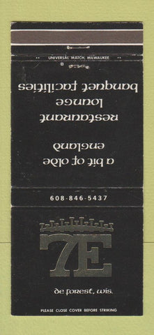 Matchbook Cover - 7E Restaurant De Forest WI 30 Strike