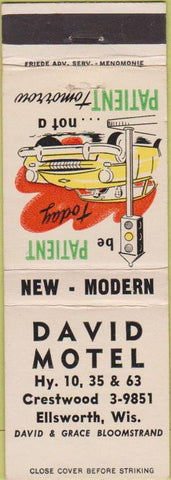 Matchbook Cover - David Motel Ellsworth WI