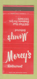 Matchbook Cover - Morey's Restaurant Binghamton NY WEAR 30 Strike