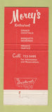 Matchbook Cover - Morey's Restaurant Binghamton NY WEAR 30 Strike