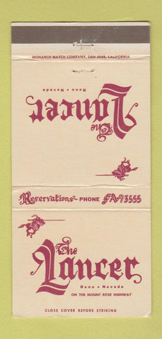 Matchbook Cover - The Lancer Restaurant Reno NV 30 Strike