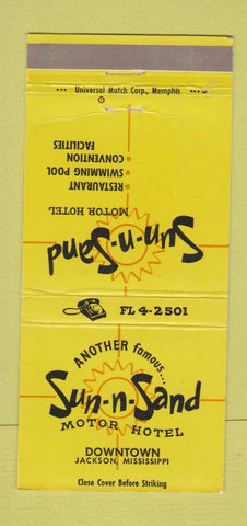 Matchbook Cover - Sun n Sand Motor Hotel Jackson MS 30 Strike
