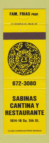 Matchbook Cover - Sabinas Cantina Mexican Food