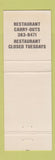 Matchbook Cover - Sabinas Cantina Mexican Food