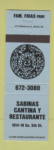 Matchbook Cover - Sabinas Cantina Mexican Food