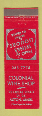 Matchbook Cover - Colonial Wine Shop Acton MA