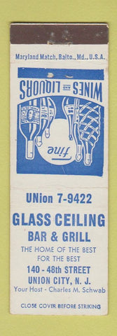 Matchbook Cover - Glass Ceiling Bar Grill Union City NJ