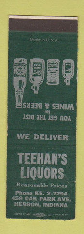 Matchbook Cover - Teehan's Liquors Hebron IN WEAR SAMPLE