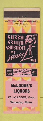 Matchbook Cover - McLoone's Liquors Waseca MN