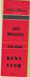 Matchbook Cover - Kent Club Chatham ON