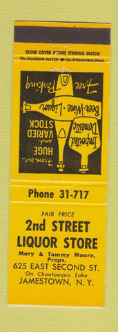 Matchbook Cover - 2nd Street Liquor Store Jamestown NY