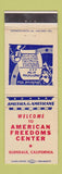 Matchbook Cover - American Freedom Centers books Glendale CA Abraham Lincoln