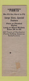 Matchbook Cover - Ed Doe Co Pants men's clothes Glendale CA