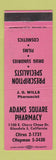 Matchbook Cover - Adams Square Pharmacy Drug Glendale CA