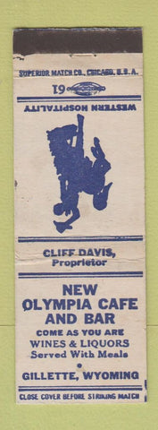 Matchbook Cover - New Olympia Cafe Bar Gillette WY WHITE