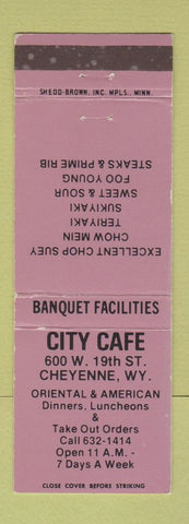 Matchbook Cover - City Cafe Cheyenne WY