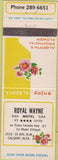 Matchbook Cover - Royal Wayne Calgary Alberta Flowers