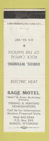 Matchbook Cover - Sage Motel Dubois WY WEAR