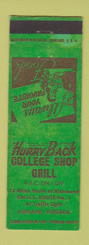 Matchbook Cover - College Park Grill Ashland VA