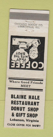 Matchbook Cover - Blaine Hale Restaurant Lebanon VA