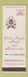 Matchbook Cover - Belle Meade Motel Restaurant Harrisonburg VA