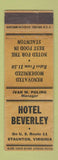 Matchbook Cover - Hotel Beverly Staunton VA WORN
