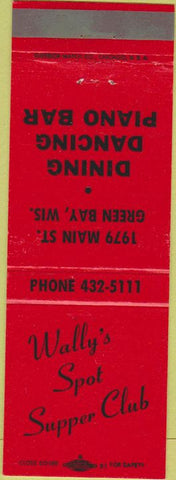 Matchbook Cover - Wally's Spot Club Green Bay WI