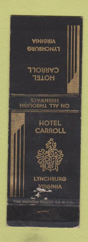 Matchbook Cover - Hotel Carroll Lynchburg VA WEAR