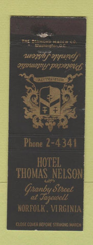Matchbook Cover - Hotel Thomas Nelson Norfolk VA