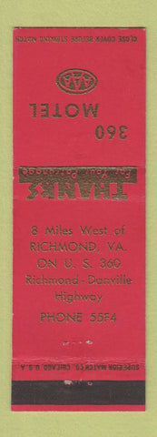 Matchbook Cover - 360 Motel Richmond VA
