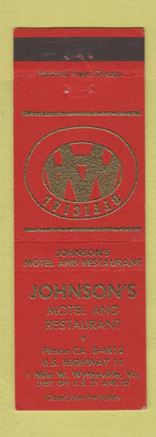 Matchbook Cover - Johnson's Motel Restaurant Wytheville VA RED