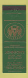 Matchbook Cover - Johnson's Motel Restaurant Wytheville VA GREEN