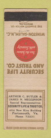 Matchbook Cover - Arthur Butler James Megginson Insurance Portsmouth VA