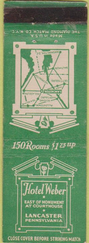 Matchbook Cover - Hotel Weber Lancaster PA