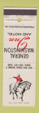 Matchbook Cover - General Washington Inn Motel Fredericksburg VA