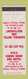Matchbook Cover - Pye's Dining Room Motel Harrisonburg VA Cardinal Motel