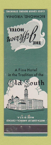 Matchbook Cover - Jefferson Hotel Richmond VA