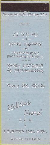Matchbook Cover - Holiday Motel Houghton Lake MI