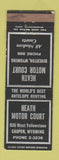 Matchbook Cover - Heath Motor Court Motel Riverton WY low phone # WEAR