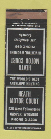 Matchbook Cover - Heath Motor Court Motel Riverton WY low phone # WEAR