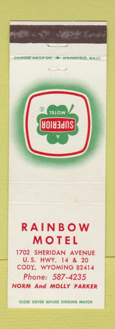 Matchbook Cover - Rainbow Motel Cody WY Superior Motels