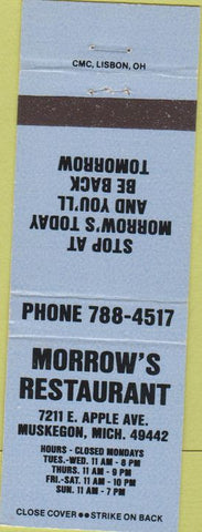 Matchbook Cover - Morrow's Restaurant Muskegon MI