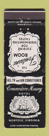 Matchbook Cover - Commodore Maury Hotel Norfolk VA