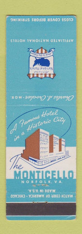 Matchbook Cover - Monticello Hotel Norfolk VA