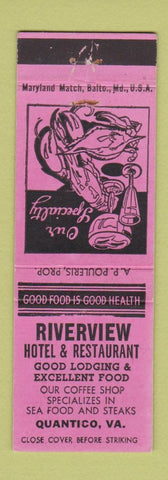 Matchbook Cover - Riverview Hotel Restaurant Quantico VA