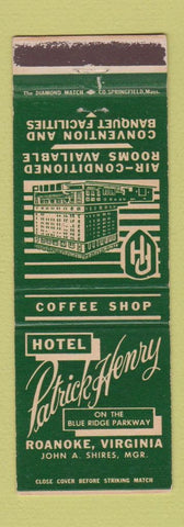 Matchbook Cover - Hotel Patrick Henry Roanoke VA WEAR