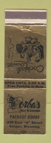 Matchbook Cover - Zorba's Bar Lounge Liquor Casper WY