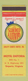 Matchbook Cover - Motel Emporia VA Quality Courts WEAR